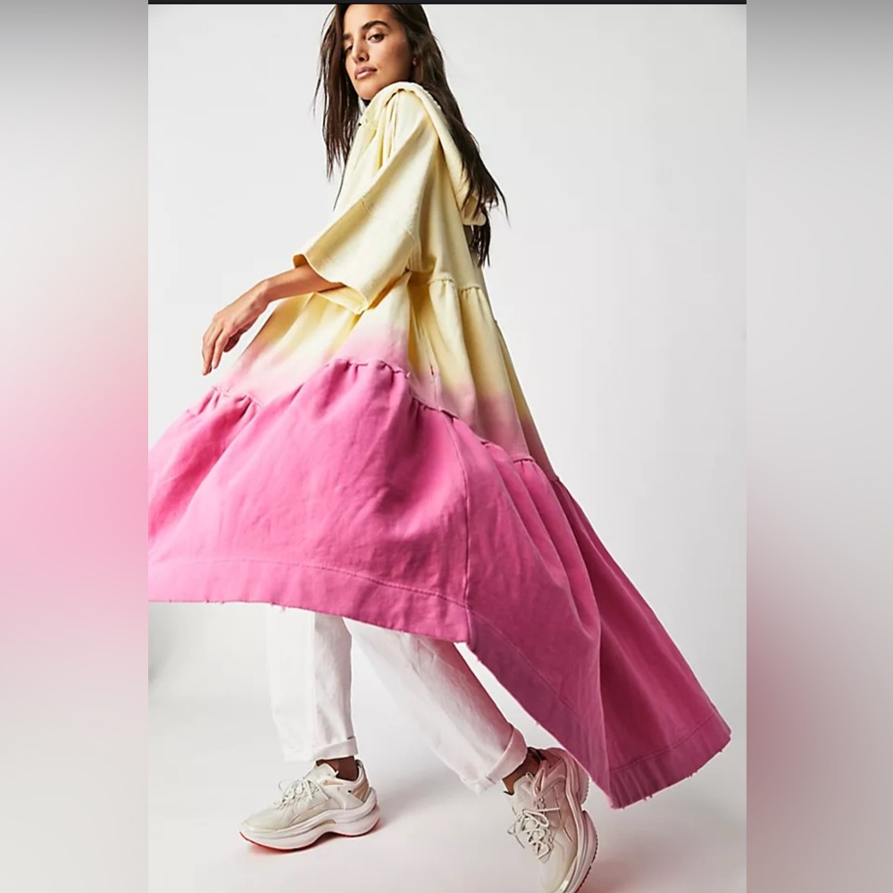 Free People Yellow and Pink Oversized Tunic